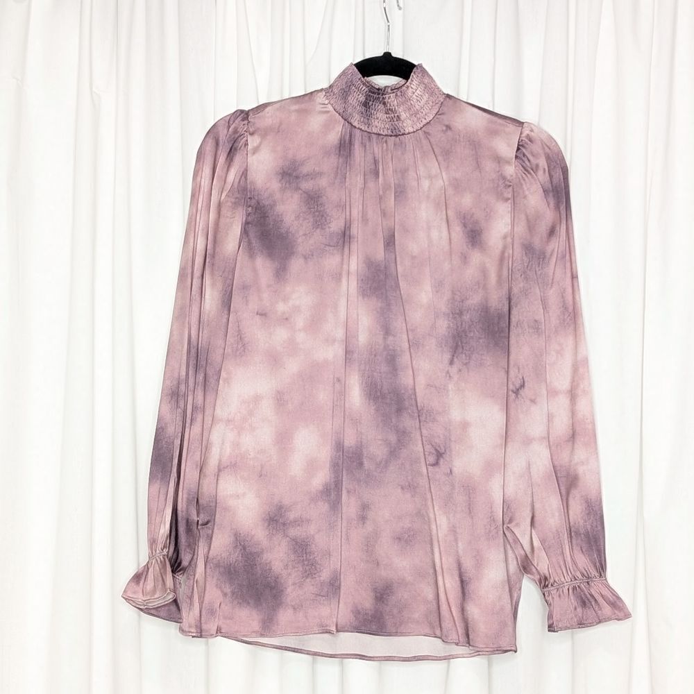 Tucker Stella Blouse Painter's Splash Stormy  Lilac Grey Silk Stretch Charmeuse
